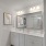 dual sink vanity with bright lighting